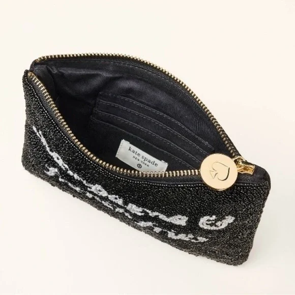 KATE SPADE x Target NWT Black Beaded “Champagne and French Fries” Clutch - Picture 3 of 5
